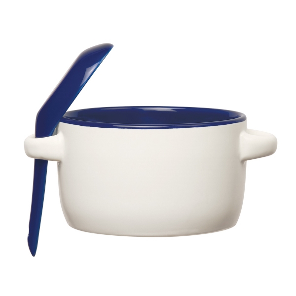 Ceramic Soup Mugs with Removable Spoons, Custom Imprinted With Your Logo!
