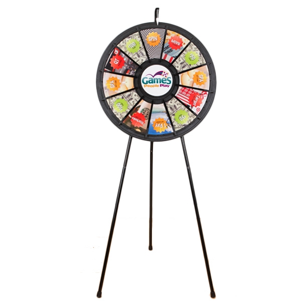 Black Floor Model Prize Wheels, Custom Decorated With Your Logo!