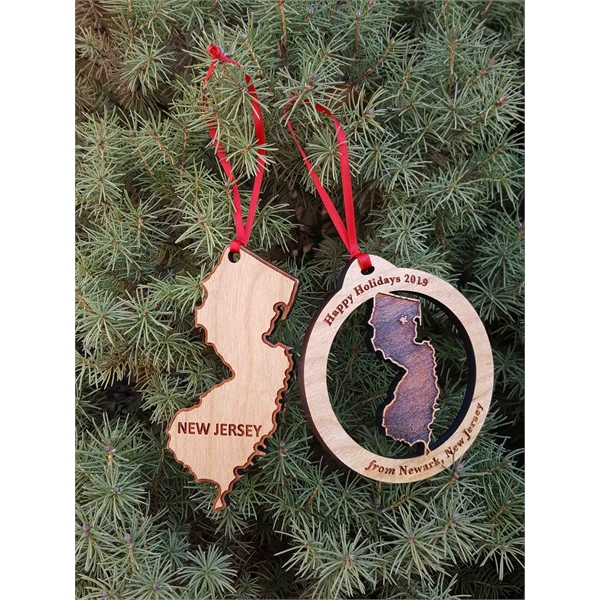 New Jersey State Shaped Ornaments, Custom Imprinted With Your Logo!