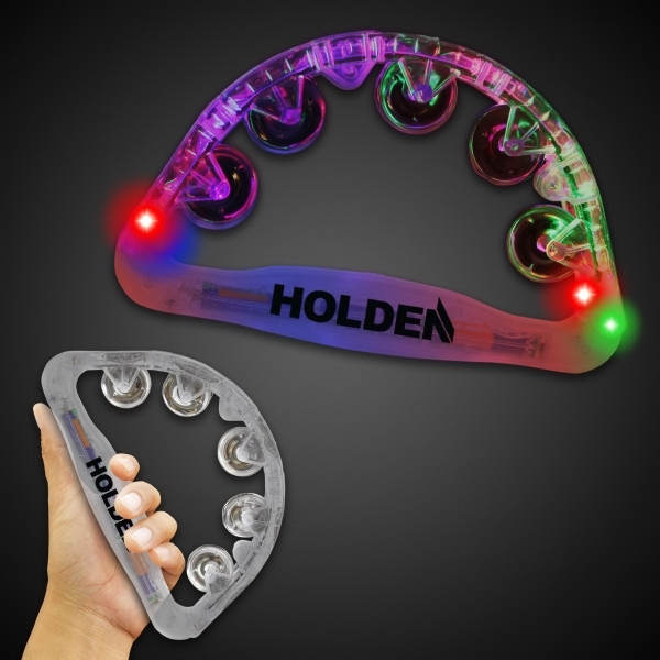 Clear Light Up Tambourines, Custom Imprinted With Your Logo!