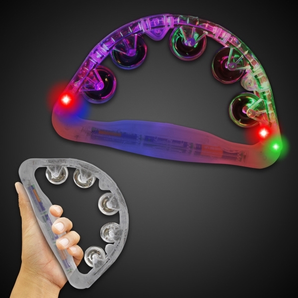 Clear Light Up Tambourines, Custom Imprinted With Your Logo!