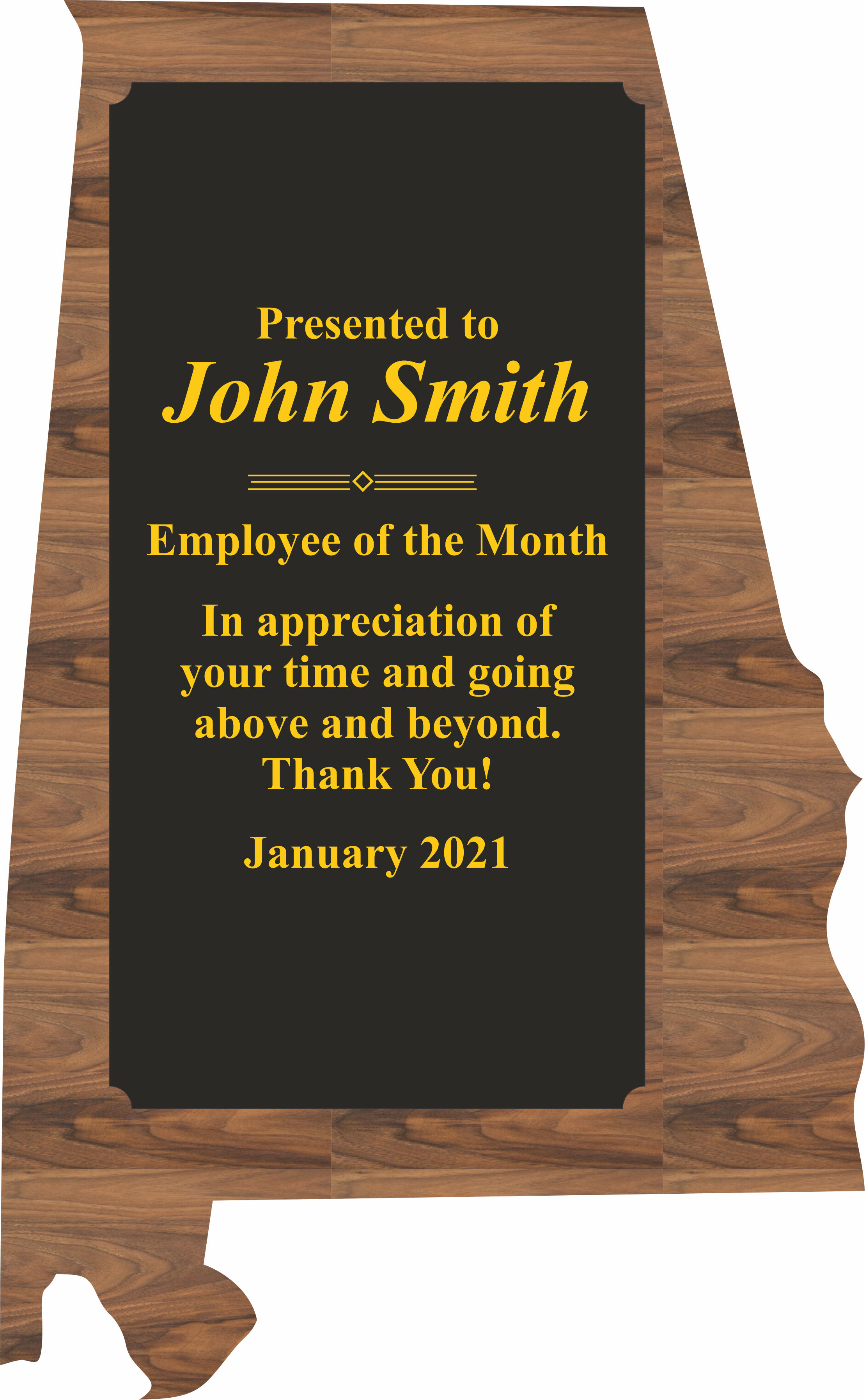 Alabama State Shaped Plaques, Custom Engraved With Your Logo!
