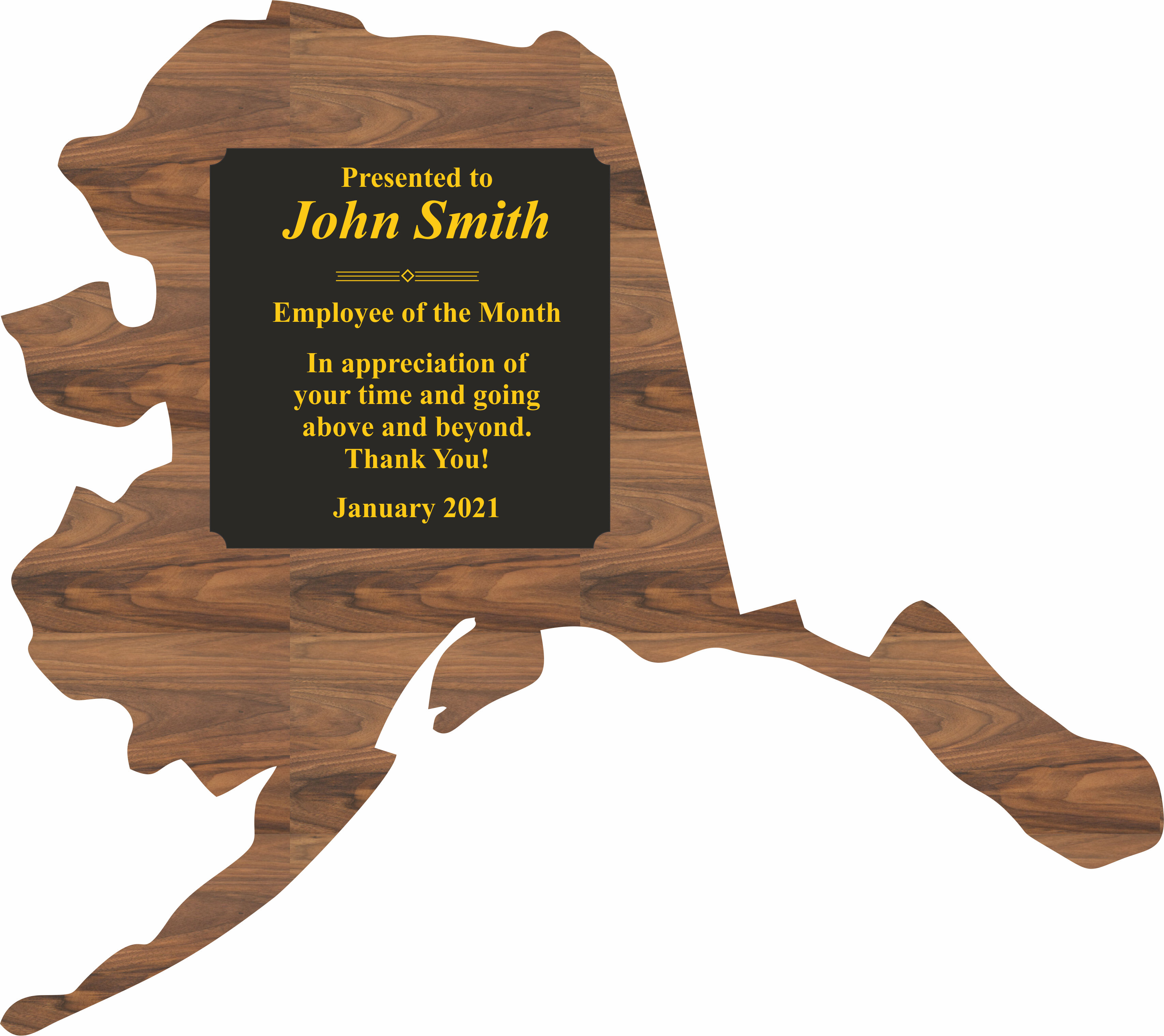 Alaska State Shaped Plaques, Custom Engraved With Your Logo!