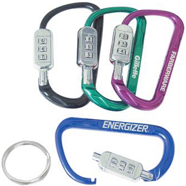 Combination Lock Carabiners, Custom Decorated With Your Logo!