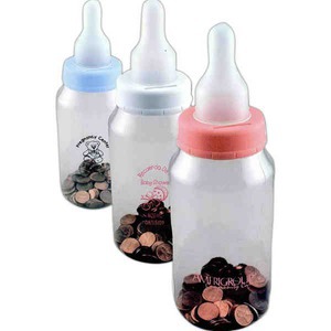Rubber Duck Baby Bottle Savings Banks, Custom Imprinted With Your Logo!