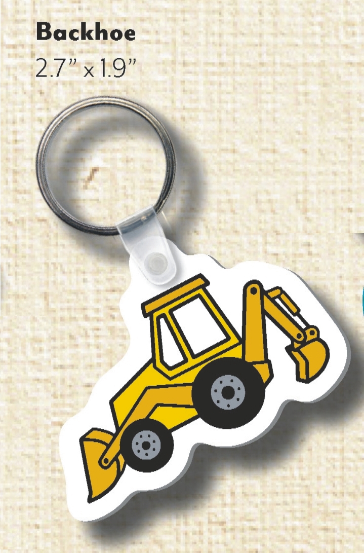 Backhoe Shaped Key Tags, Customized With Your Logo!