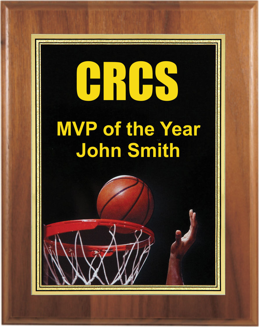 Basketball Photo Sport Plaques, Custom Printed With Your Logo!