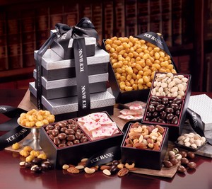 Black and Silver Towers Food Gifts, Custom Made With Your Logo!