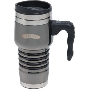 Black Chrome Stainless Steel Heat Retentive Travel Mugs, Custom Imprinted With Your Logo!