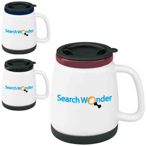 Ceramic Travel Mugs with Non Skid Rubber Bases, Custom Designed With Your Logo!