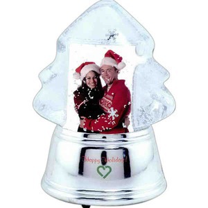 Christmas Tree Shaped Stock Snow Globes, Custom Printed With Your Logo!
