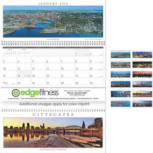 Cityscapes Panoramic Executive Calendars, Custom Decorated With Your Logo!