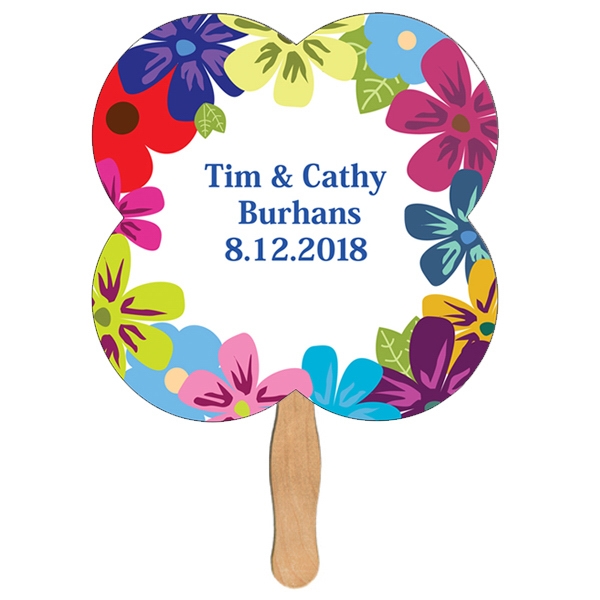 Clover Stock Shaped Paper Fans, Custom Decorated With Your Logo!