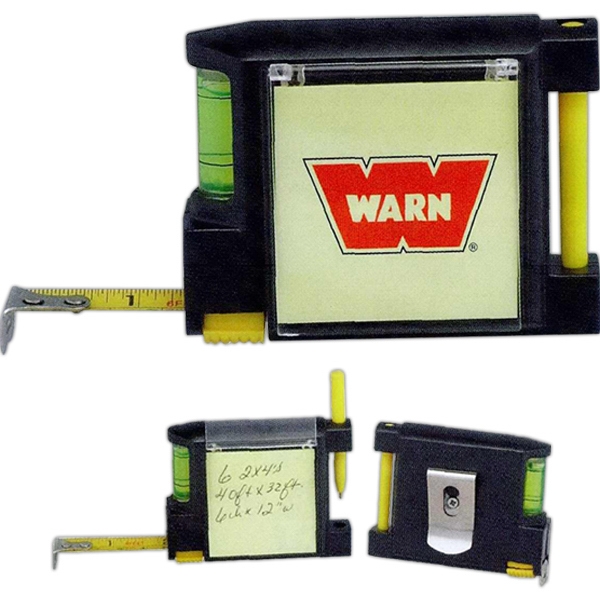 4-in-1 Tape Measures with Levels Pens and Memo Pads, Custom Printed With Your Logo!