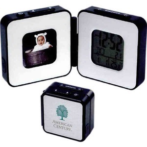 Digital Photo Frame Travel Alarm Clocks, Custom Printed With Your Logo!