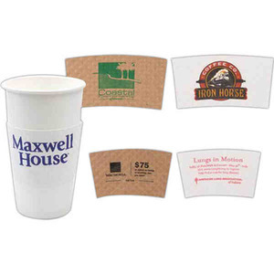 Small Kraft Insulated Coffee Cup Wraps, Custom Imprinted With Your Logo!