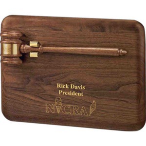 Gavel Plaques with Deluxe Walnut Gavels, Personalized With Your Logo!