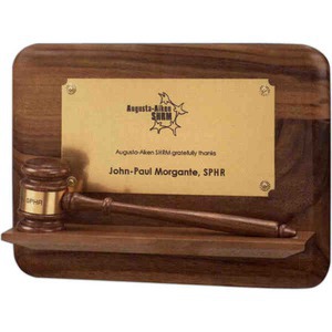 Gavel Plaques with Pedestal Bases, Custom Decorated With Your Logo!