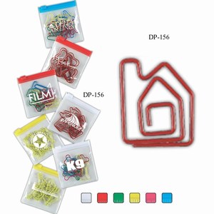 House Bent Shaped Paperclips in Zip Pouches, Custom Printed With Your Logo!