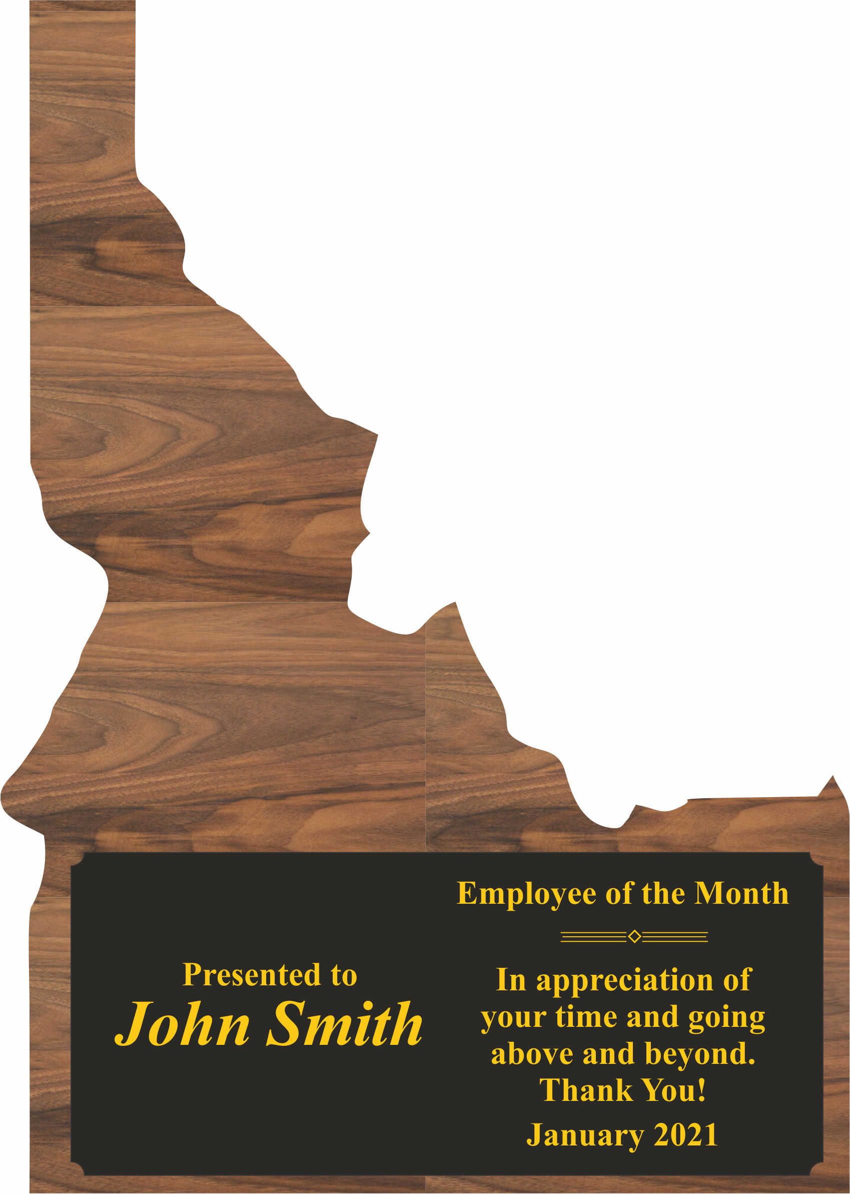 Idaho State Shaped Plaques, Custom Engraved With Your Logo!