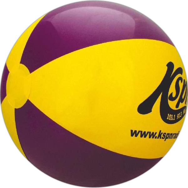 Purple and Yellow Alternating Color Beach Balls, Customized With Your Logo!