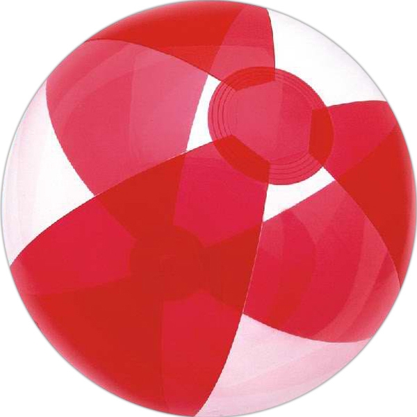 Red and Clear Alternating Color Translucent Beach Balls, Custom Printed With Your Logo!