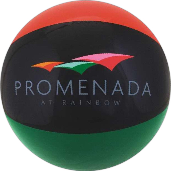 Burnt Red Black and Green Alternating Color Beach Balls, Custom Printed With Your Logo!