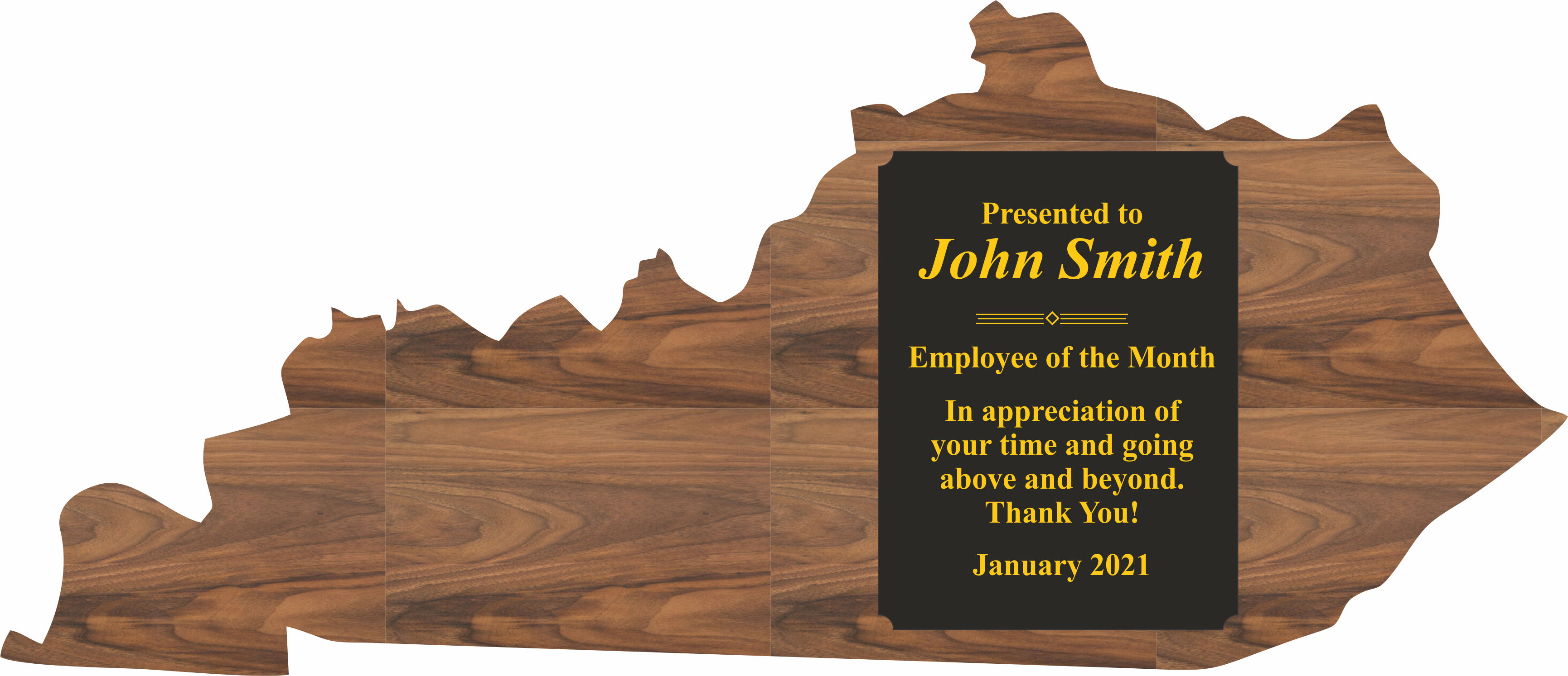Kentucky State Shaped Plaques, Custom Engraved With Your Logo!