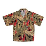 Custom Imprinted Mens Black and Tan Hawaii Hawaiian Camp Shirts