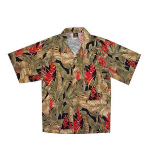 Mens Black and Tan Hawaii Hawaiian Camp Shirts, Custom Printed With Your Logo!