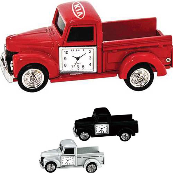 Pickup Truck Shaped Silver Metal Clocks, Custom Printed With Your Logo!