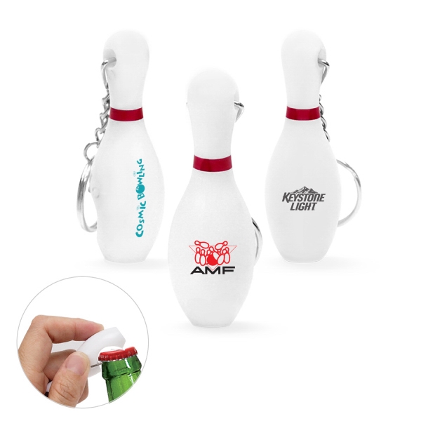 Bowling Pin Shaped Bottle Openers, Custom Imprinted With Your Logo!