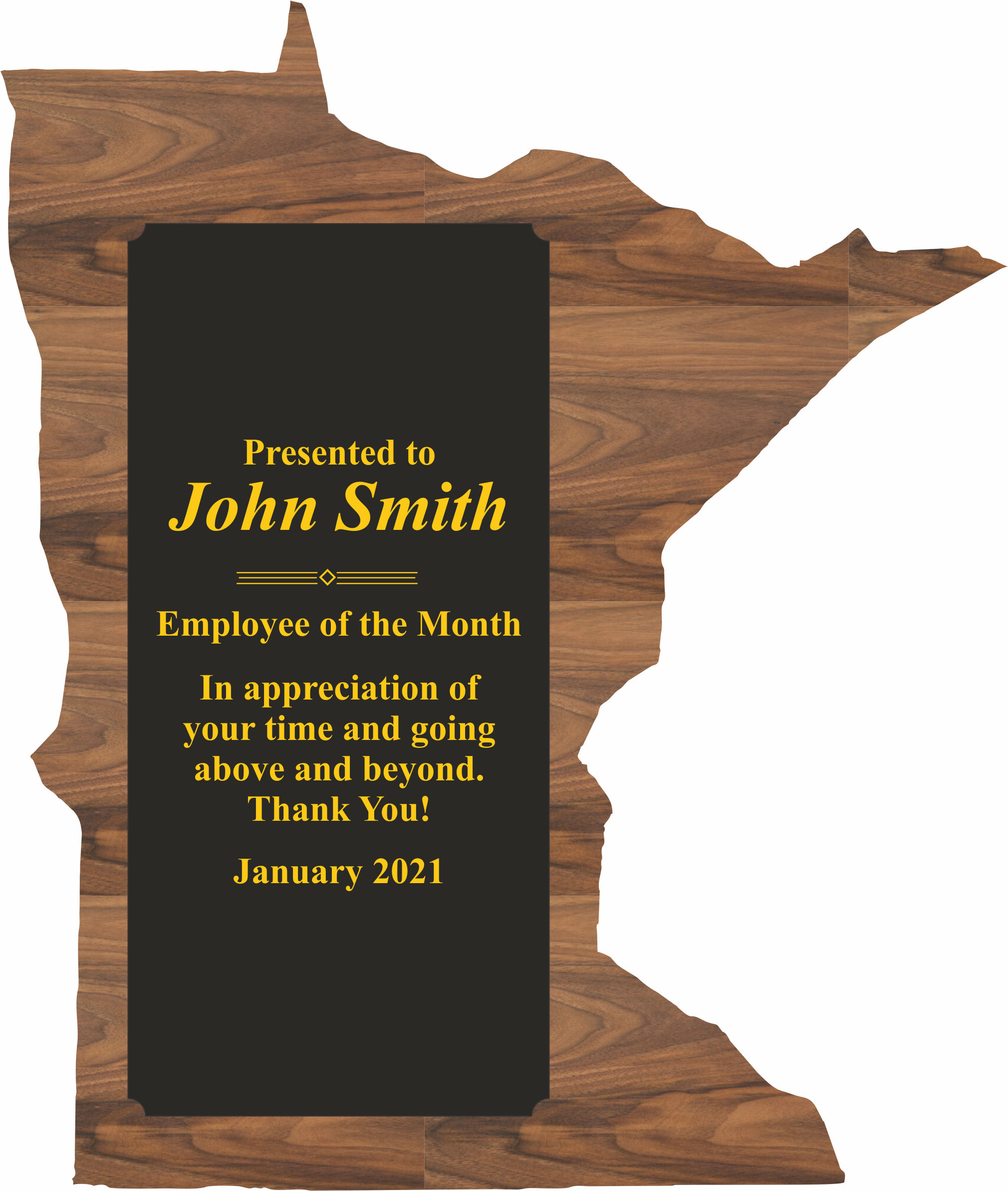 Minnesota State Shaped Plaques, Custom Engraved With Your Logo!