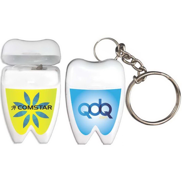 Mini Tooth Dental Floss Keychains, Personalized With Your Logo!