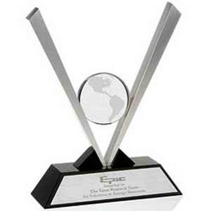 Optical Crystal Globe Awards, Custom Engraved With Your Logo!