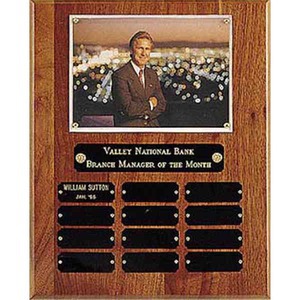 Genuine Walnut Perpetual Plaque With Photo, Personalized With Your Logo!