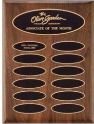 American Walnut Perpetual Plaques Oval Plates, Custom Imprinted With Your Logo!
