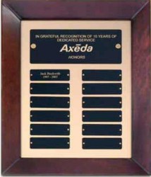 Cherry Finish Perpetual Plaque With Gold Back, Customized With Your Logo!