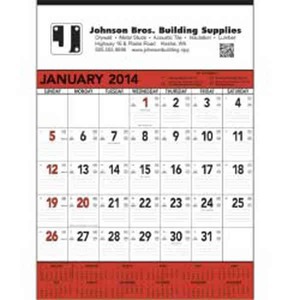 Red and Black Contractors Memo Commercial Calendars, Custom Imprinted With Your Logo!
