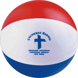 Red White and Blue Alternating Color Beach Balls, Customized With Your Logo!