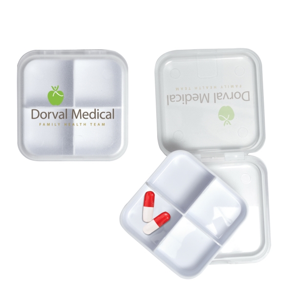 Square Shaped Pill Holders, Custom Printed With Your Logo!