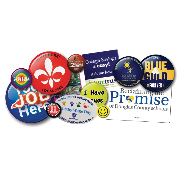 Laminated Face Badges and Buttons, Custom Designed With Your Logo!