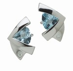 Safety, Recognition and Incentive Program Sterling Silver 6mm Trillion Blue Topaz Stud Earrings!