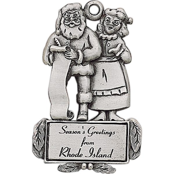 Mr. and Mrs. Clause Christmas Ornaments, Custom Imprinted With Your Logo!