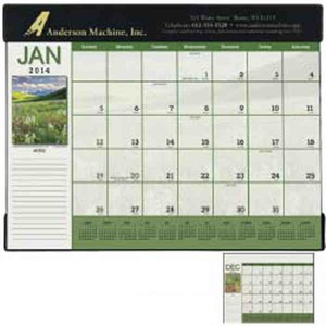 Scenic Desk Pad Commercial Calendars, Personalized With Your Logo!