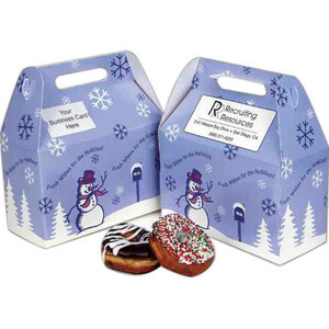 Seasons Greetings Design Donut Boxes, Custom Printed With Your Logo!