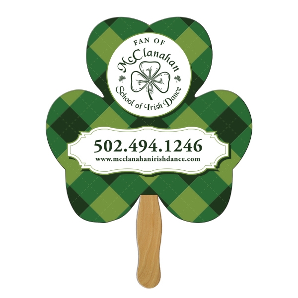 Shamrock Stock Shaped Paper Fans, Custom Printed With Your Logo!