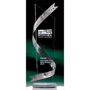 Custom Printed Silver Ribbon Stainless Crystal Awards
