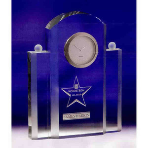 Silvertone Crystal Clock Awards, Custom Imprinted With Your Logo!