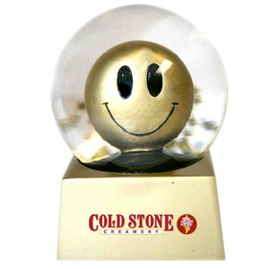Smiley Face Shaped Stock Snow Globes, Customized With Your Logo!